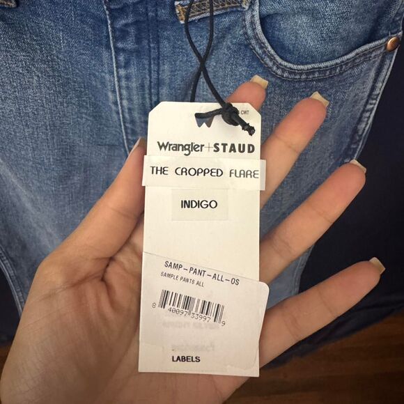 Wrangler x Staud Cropped Flare Jeans Indigo NWT - Picture 4 of 8